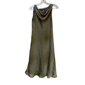 Vintage Olive Green Lace Overlay Midi Dress Y2K Fairycore M